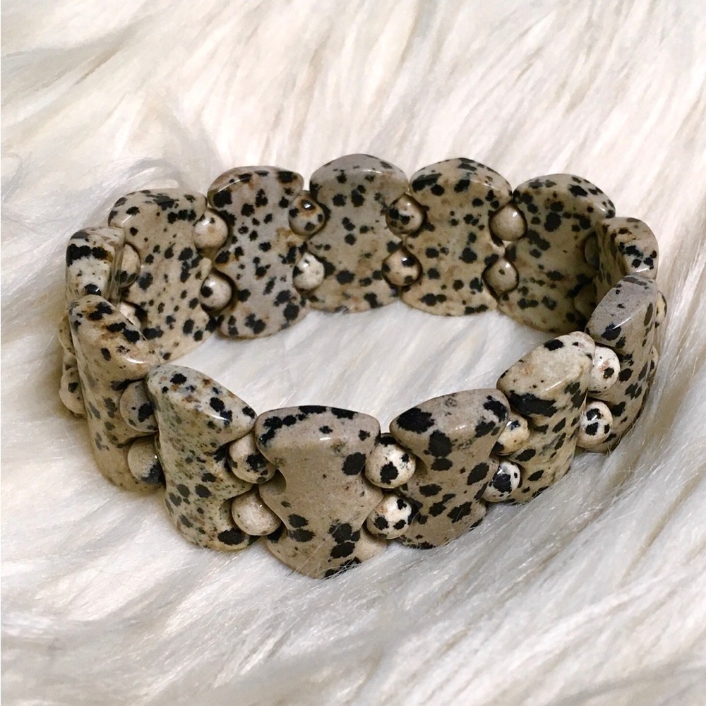 DALMATION JASPER natural stone stretch bracelet